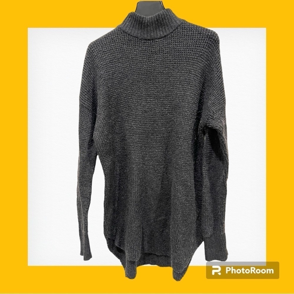American eagle AE chunky knit gray mock neck long sweater small